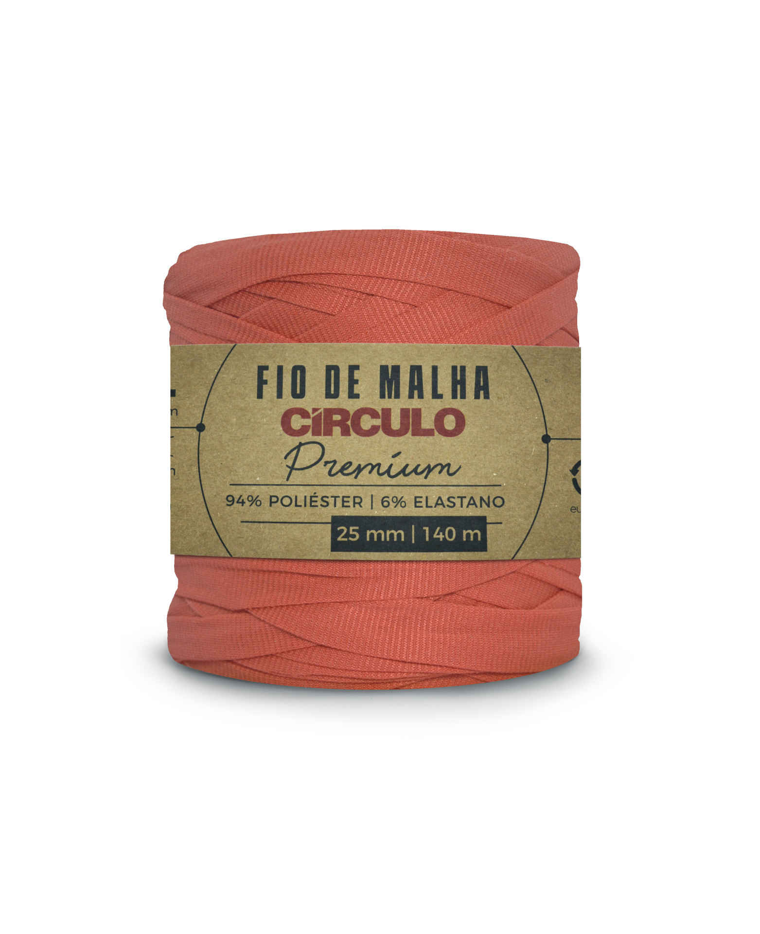 Bobina de fio de malha Círculo Premium cor tijolo com rótulo castanho
