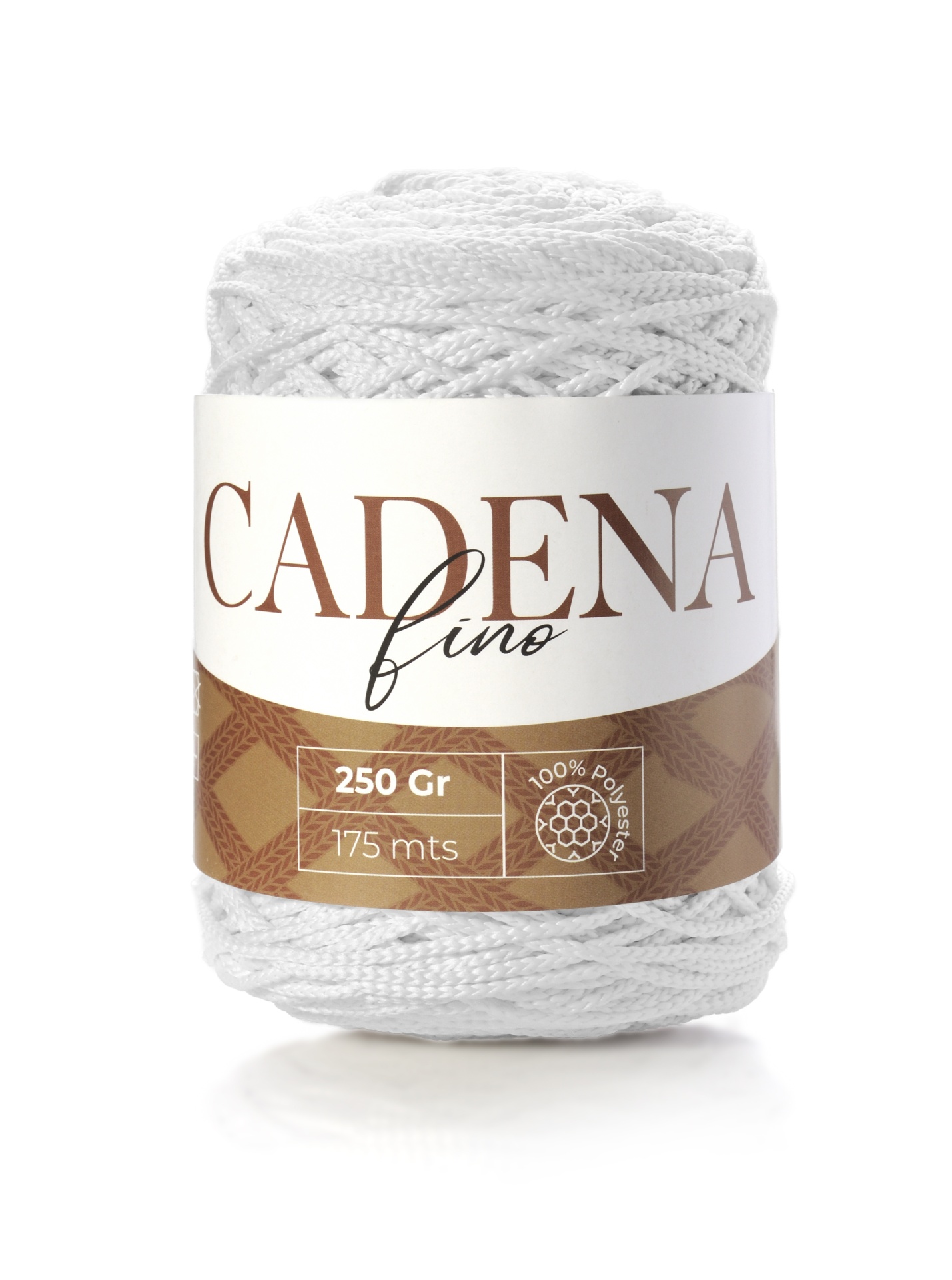 Rolo de corda branca fina de poliéster com etiqueta CADENA fino