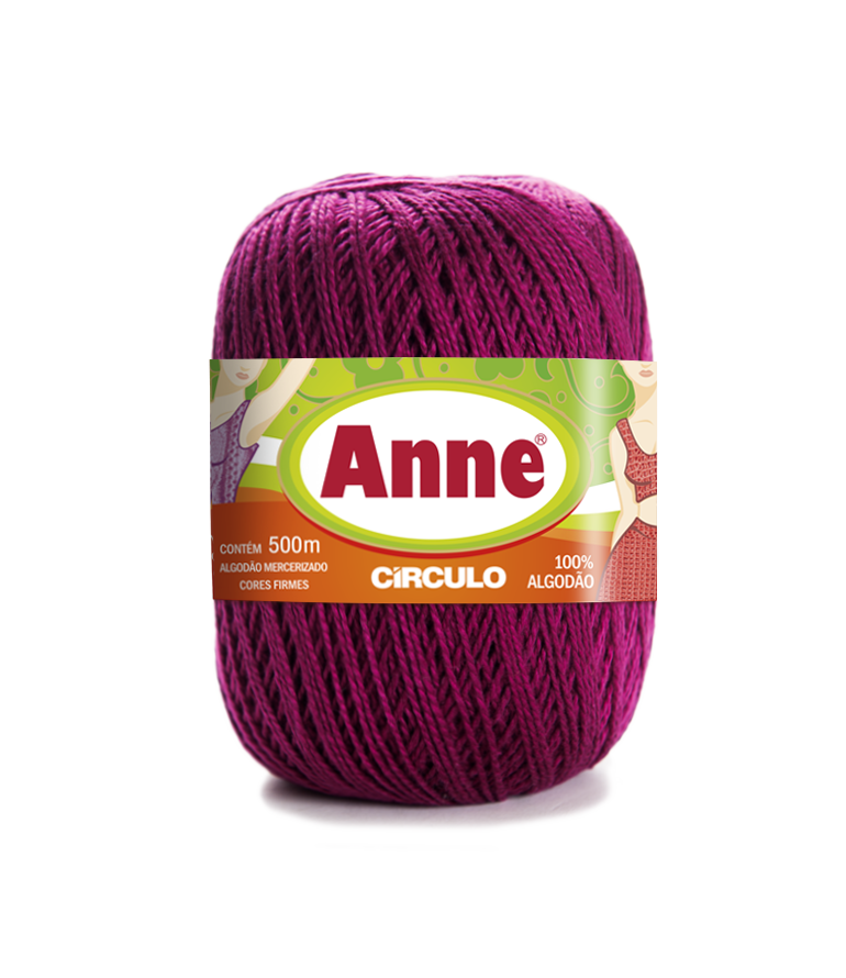 Novelo de fio roxo Anne 100% algodão 500m