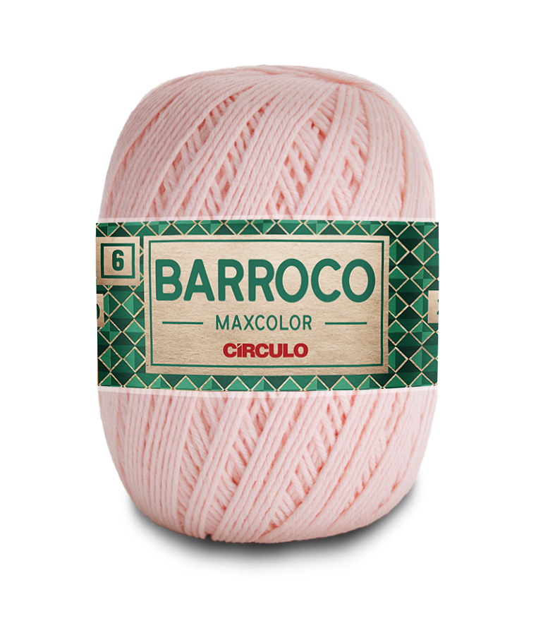 Novelo de fio de algodão rosa com etiqueta verde