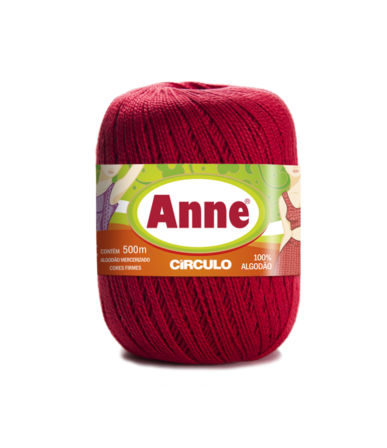 Rolo de fio vermelho Anne Círculo 500m algodão 100%