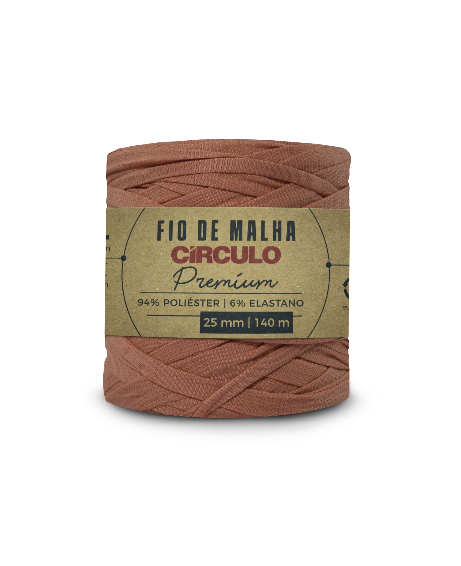 Fio de malha Círculo Premium castanho claro com etiqueta de papel kraft
