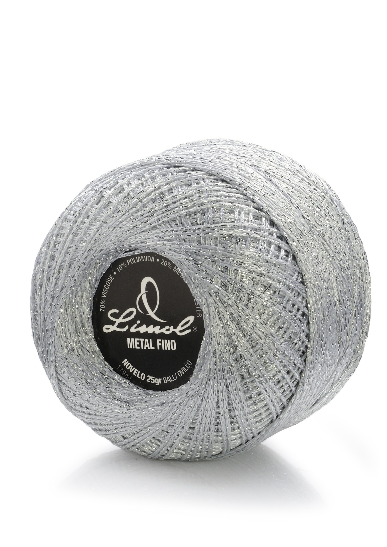 Rolo de fio metálico fino prateado Limol com etiqueta preta