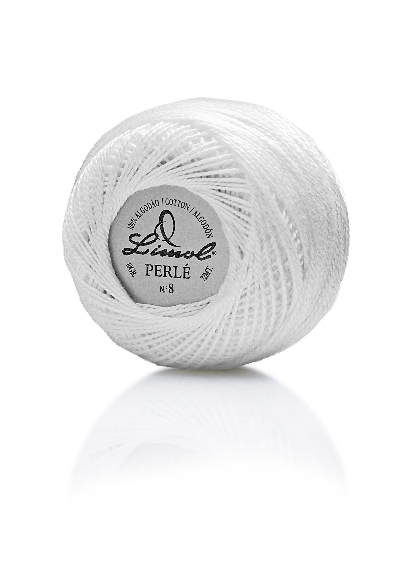 Rolo branco de linha perlé de algodão Lincol N°8