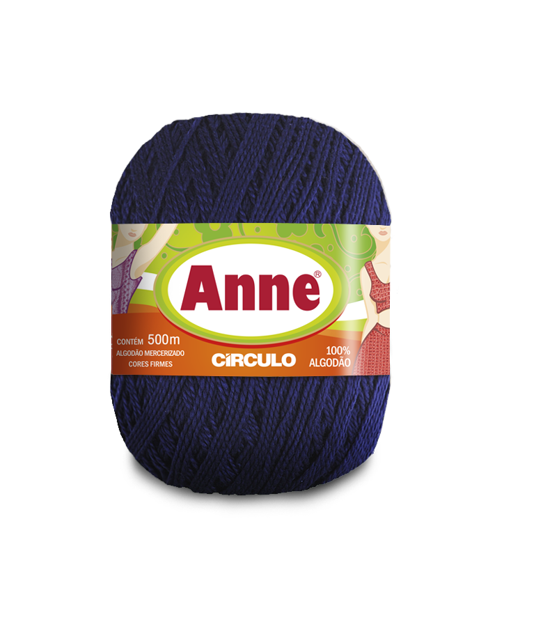 Novelo de fio azul escuro Anne Círculo 100% algodão