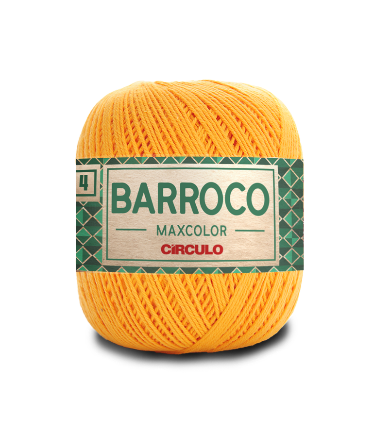 Novelo de linha amarelo com etiqueta Barroco Maxcolor Círculo