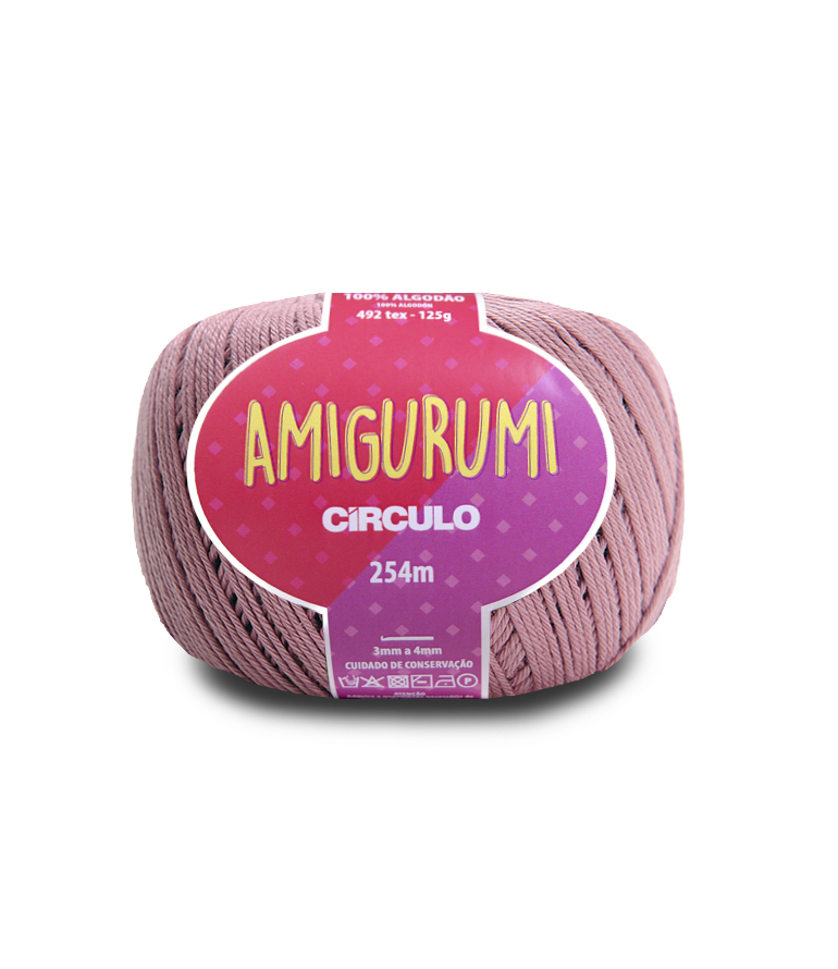 Novelo de fio de algodão para amigurumi cor rosa claro com etiqueta rosa