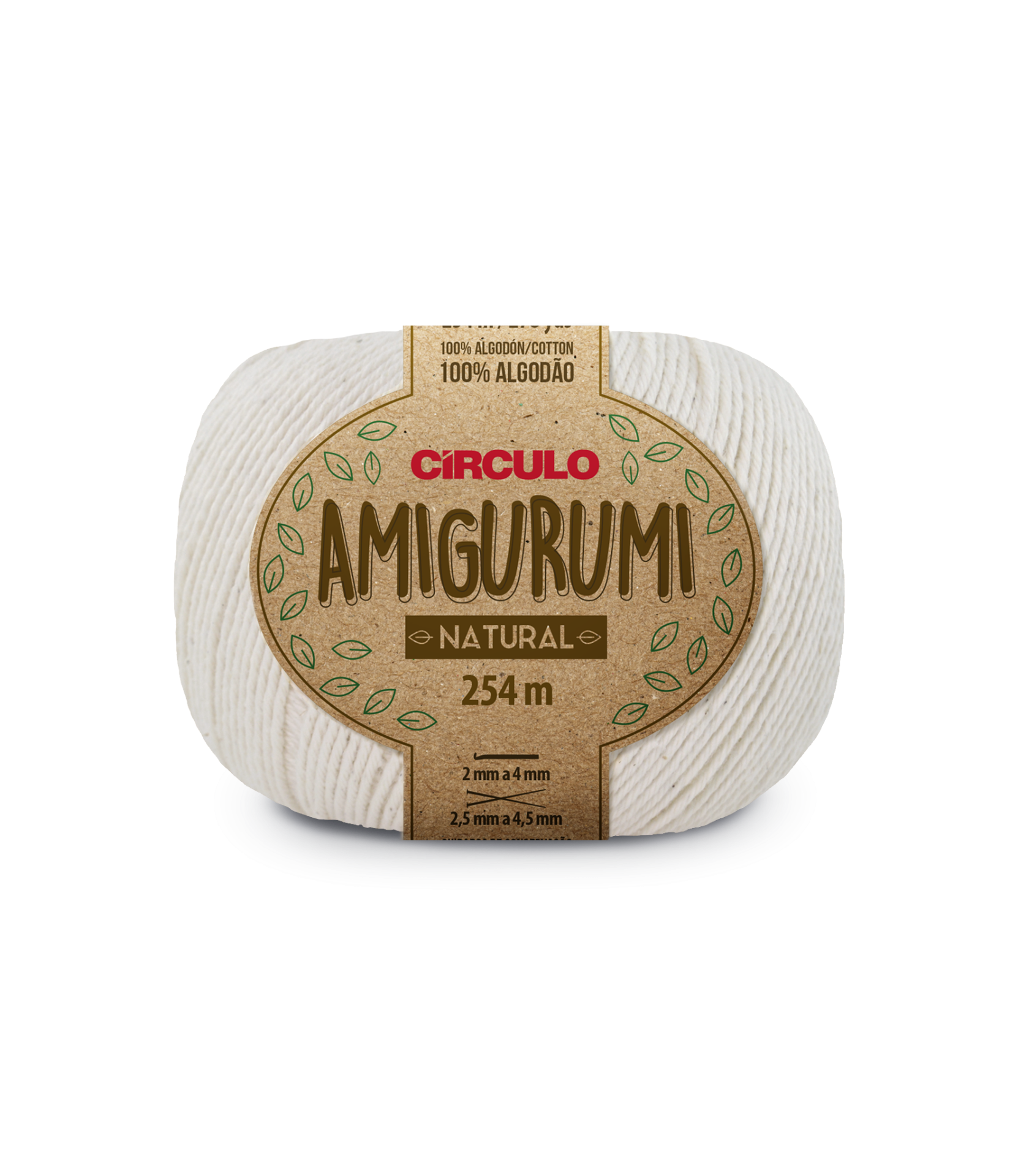 Novelo de fio branco Amigurumi Natural 100% algodão com etiqueta