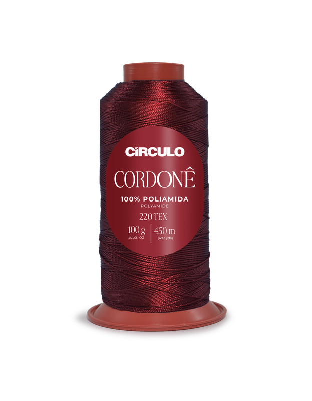 Rolo de linha vermelho Círculo Cordonê em suporte plástico vermelho