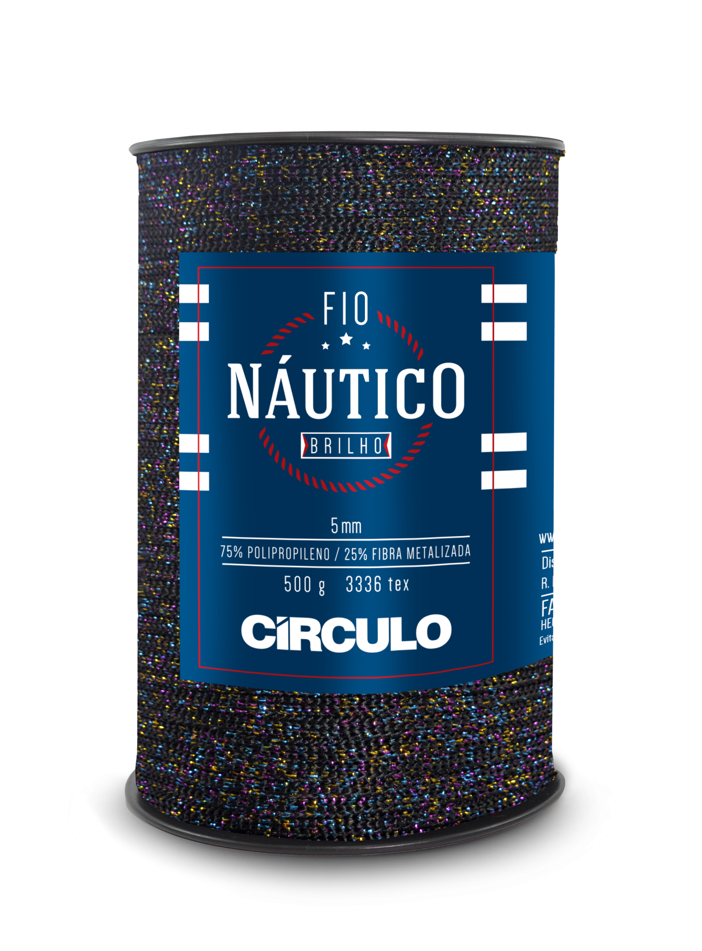 Rolo de fio náutico brilhante Círculo com etiqueta azul
