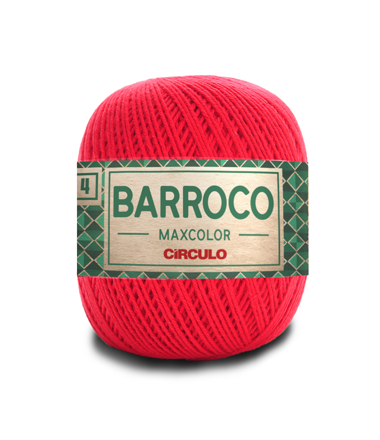 Novelo de linha vermelho Barroco Maxcolor Círculo com etiqueta verde e bege