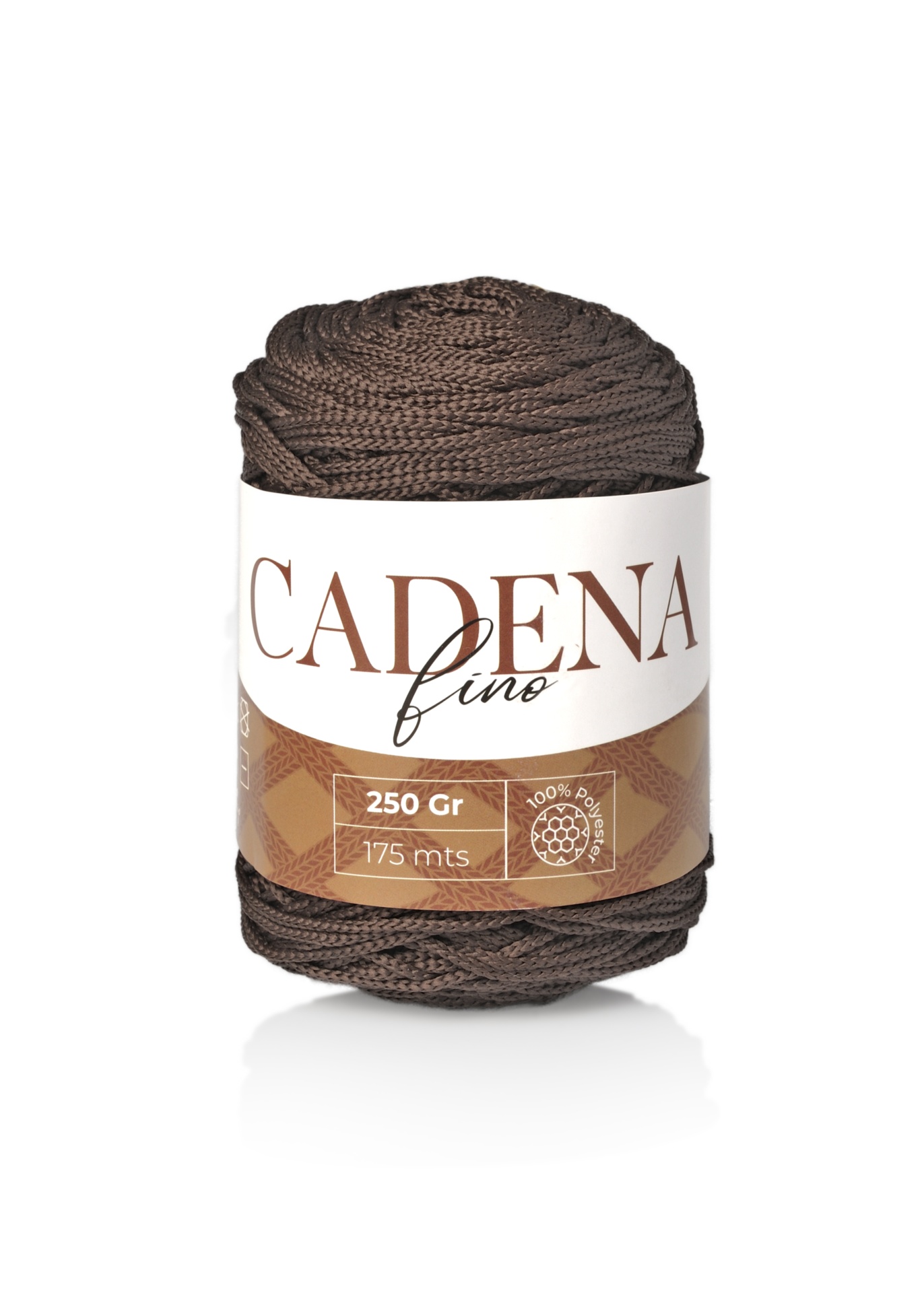 Rolo de fio castanho com etiqueta CADENA fino