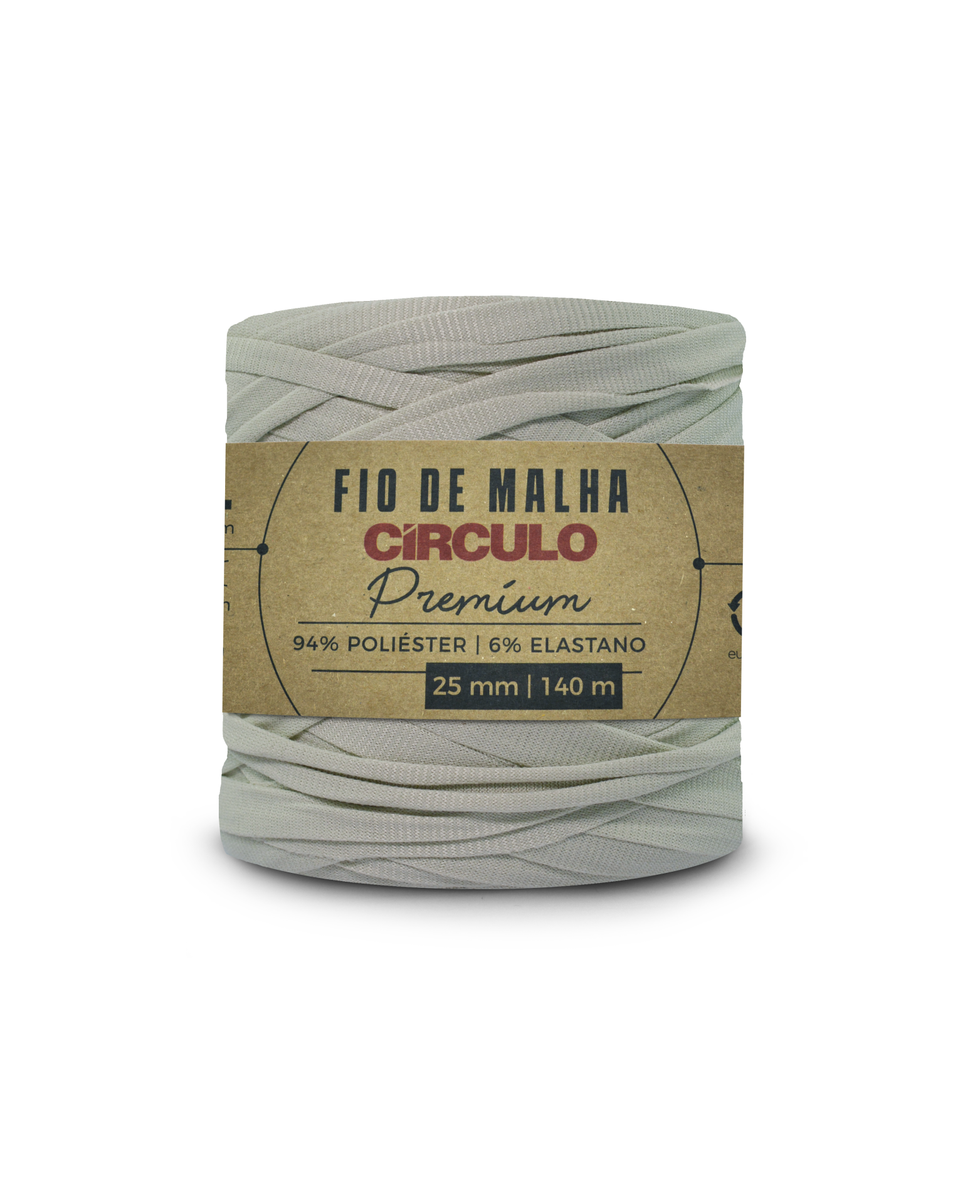 Rolo de fio de malha cinza claro Círculo Premium com etiqueta de papel
