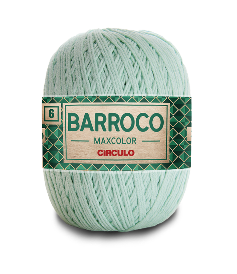 Novelo de linha BARROCO MAXCOLOR verde claro da marca CÍRCULO com embalagem verde e bege