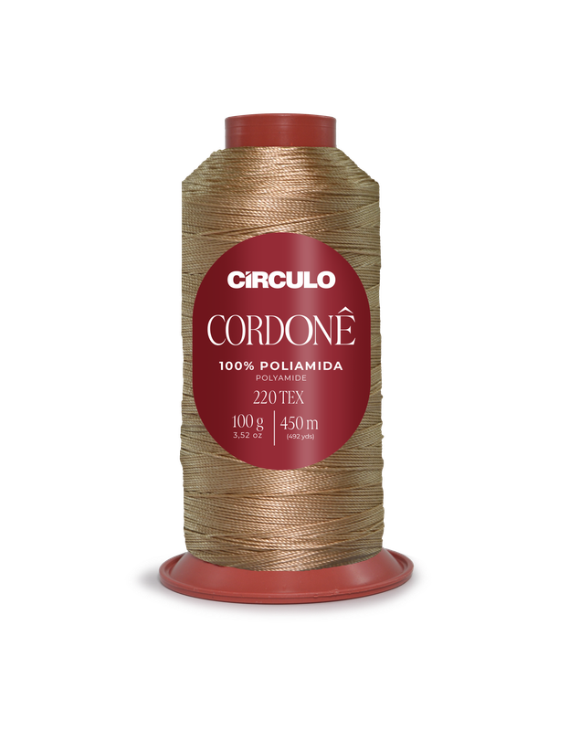 Rolo de linha Círculo Cordonê bege em etiqueta vermelha