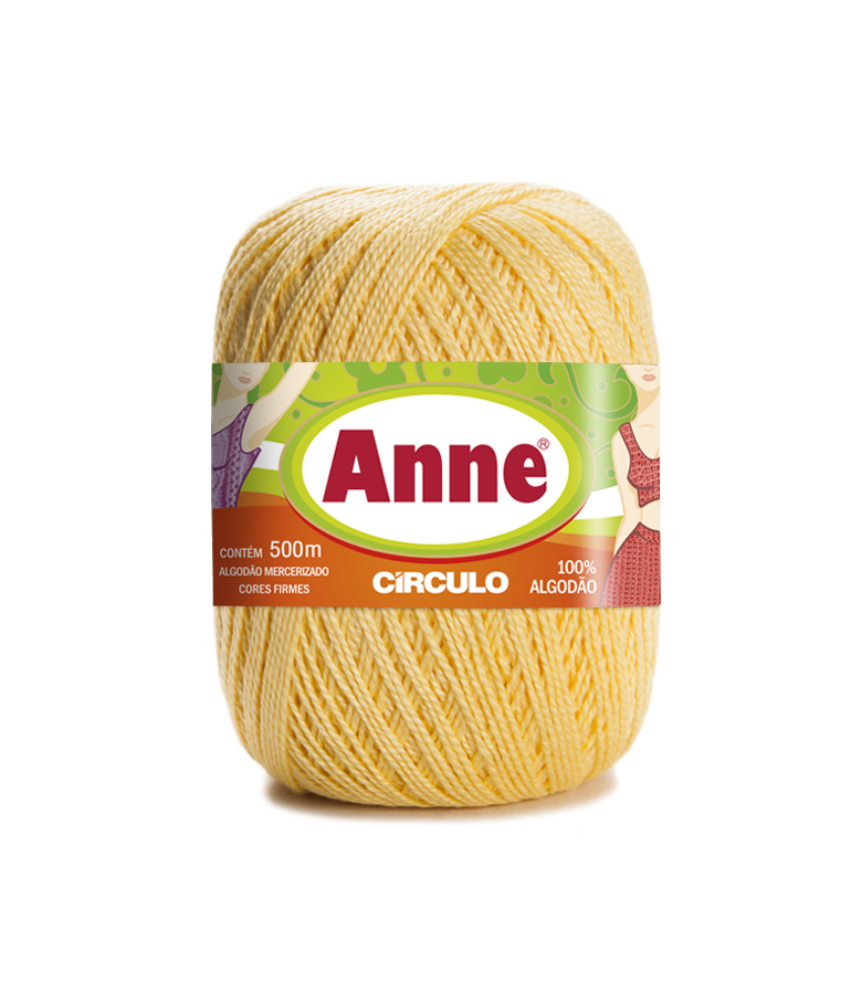 Novelo de linha amarelo claro para bordar da marca Anne com rótulo colorido