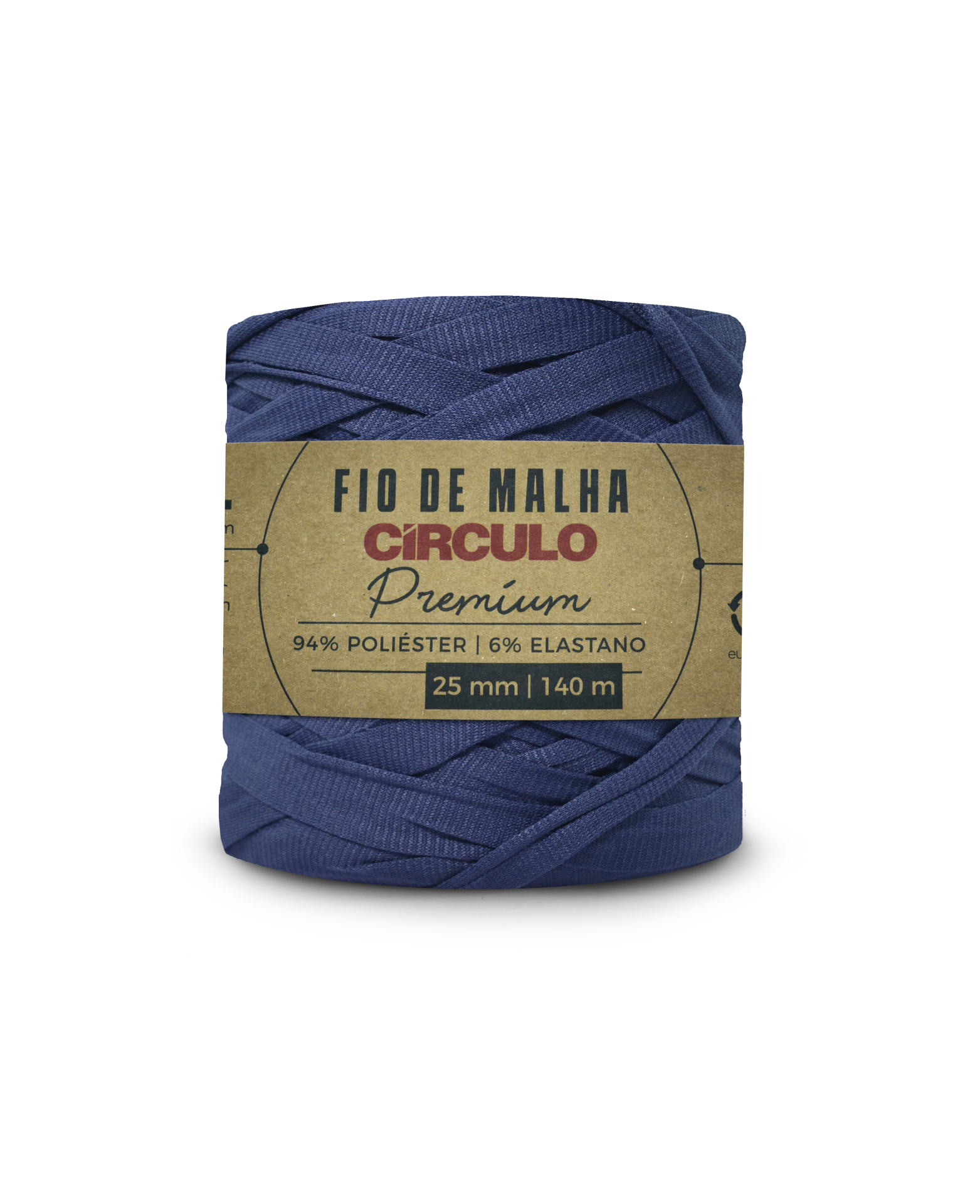 Rolo de fio de malha azul escuro Círculo Premium com etiqueta de papel