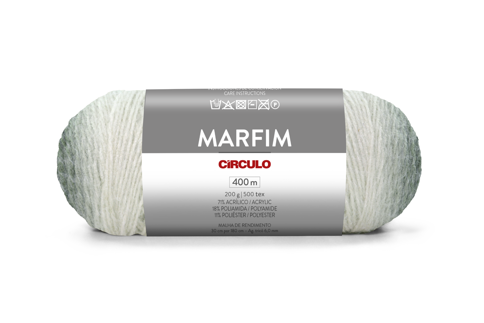 Novelo de lã branca e cinza claro marca Círculo modelo Marfim