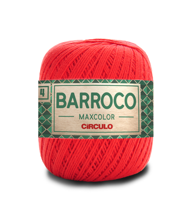 Novelo de fio de algodão vermelho com etiqueta BARROCO MAXCOLOR CÍRCULO