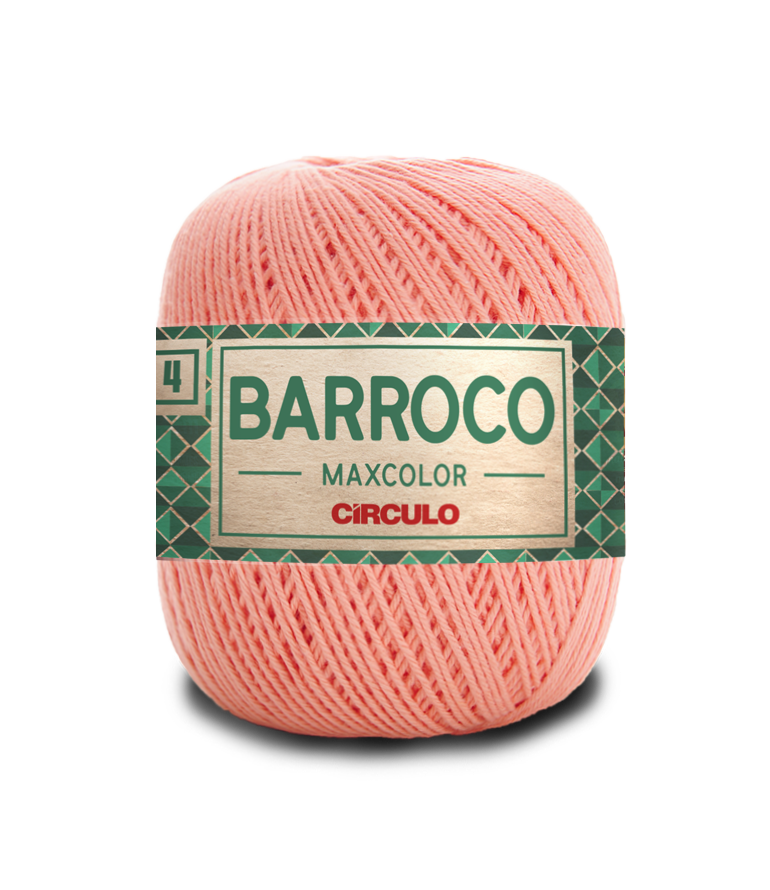 Novelo de fio cor-de-rosa com etiqueta BARROCO MAXCOLOR CÍRCULO