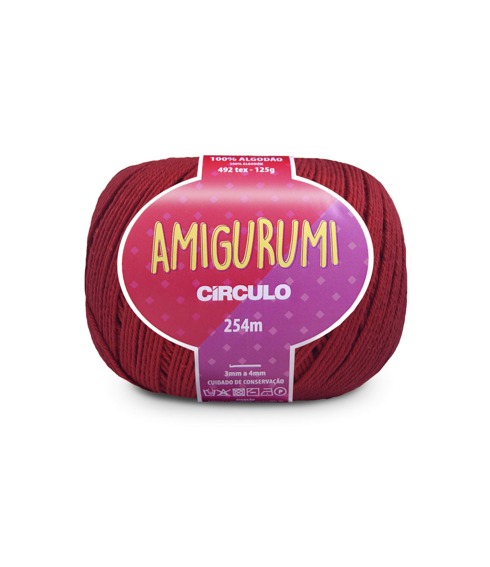 Fio de algodão vermelho Amigurumi Círculo com rótulo