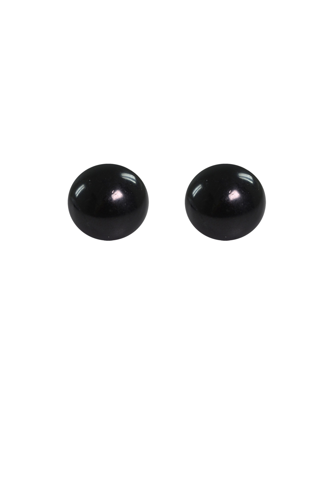 Brincos redondos pretos brilhantes em fundo branco