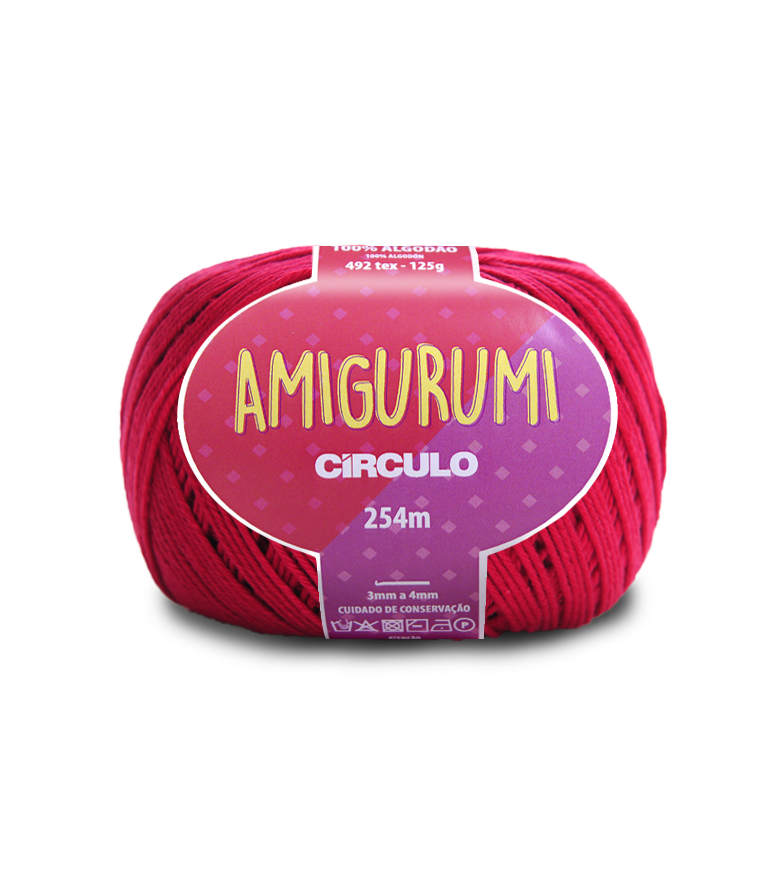 Rolo de fio de algodão vermelho Amigurumi Círculo com etiqueta roxa