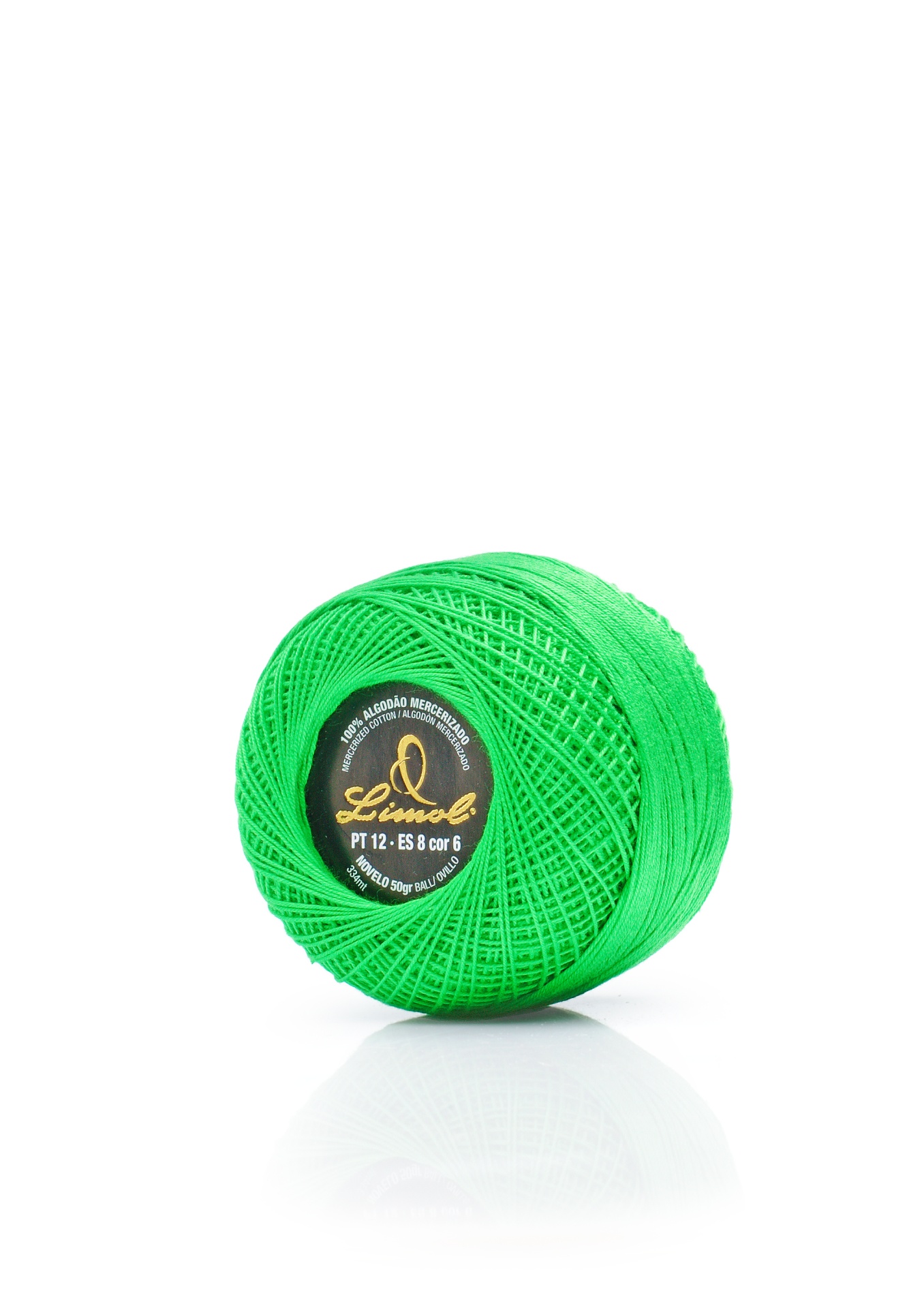 Rolo de linha verde fluorescente Leinen com etiqueta preta circular