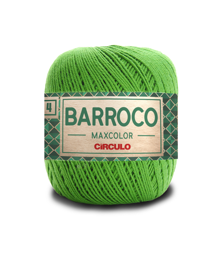 Novelo de fio verde Barroco Maxcolor da Circulo com etiqueta verde e bege