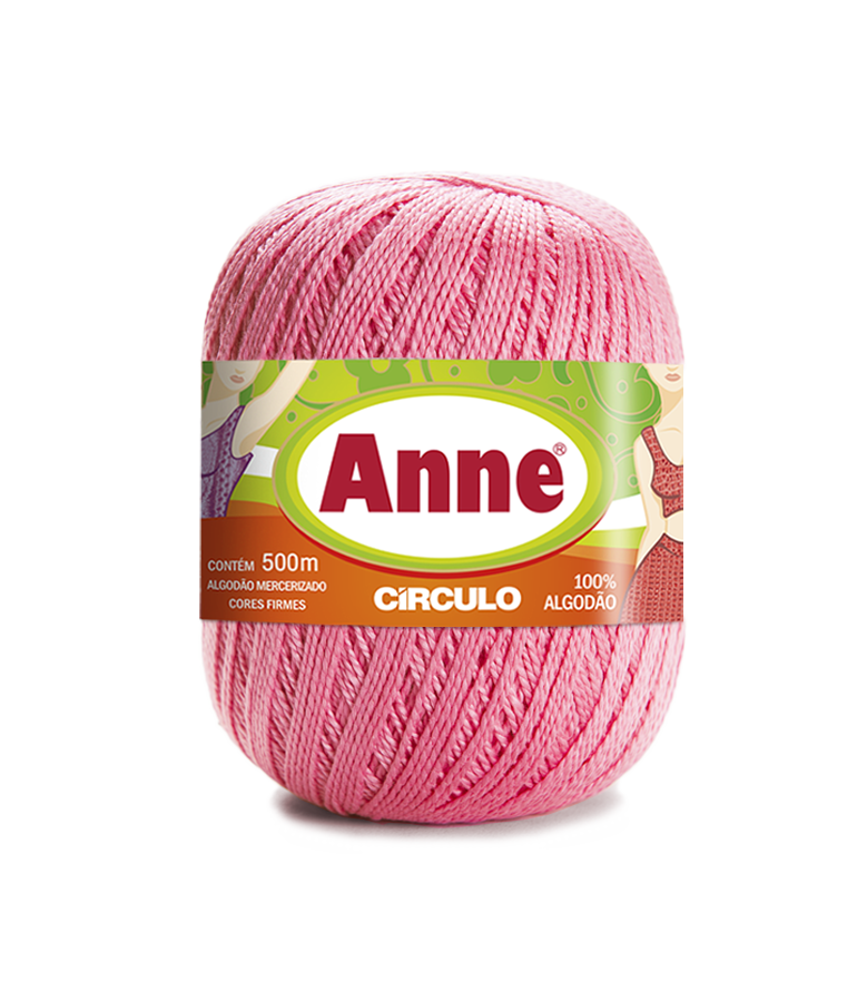 Novelo de fio de algodão rosa com etiqueta de marca Anne