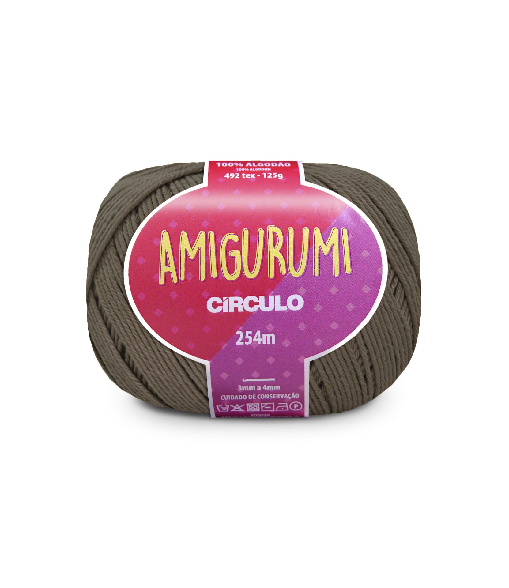 Rolo de fio de algodão castanho Amigurumi Círculo 254m