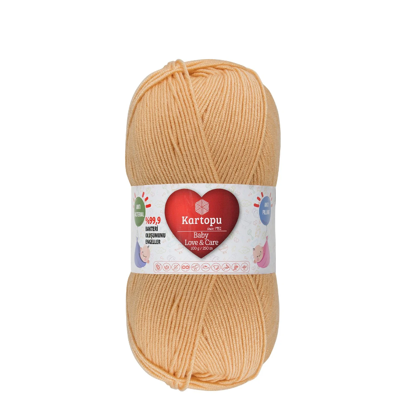 Novelo de fio para tricô ou crochê cor bege claro Kartopu Baby Love & Care