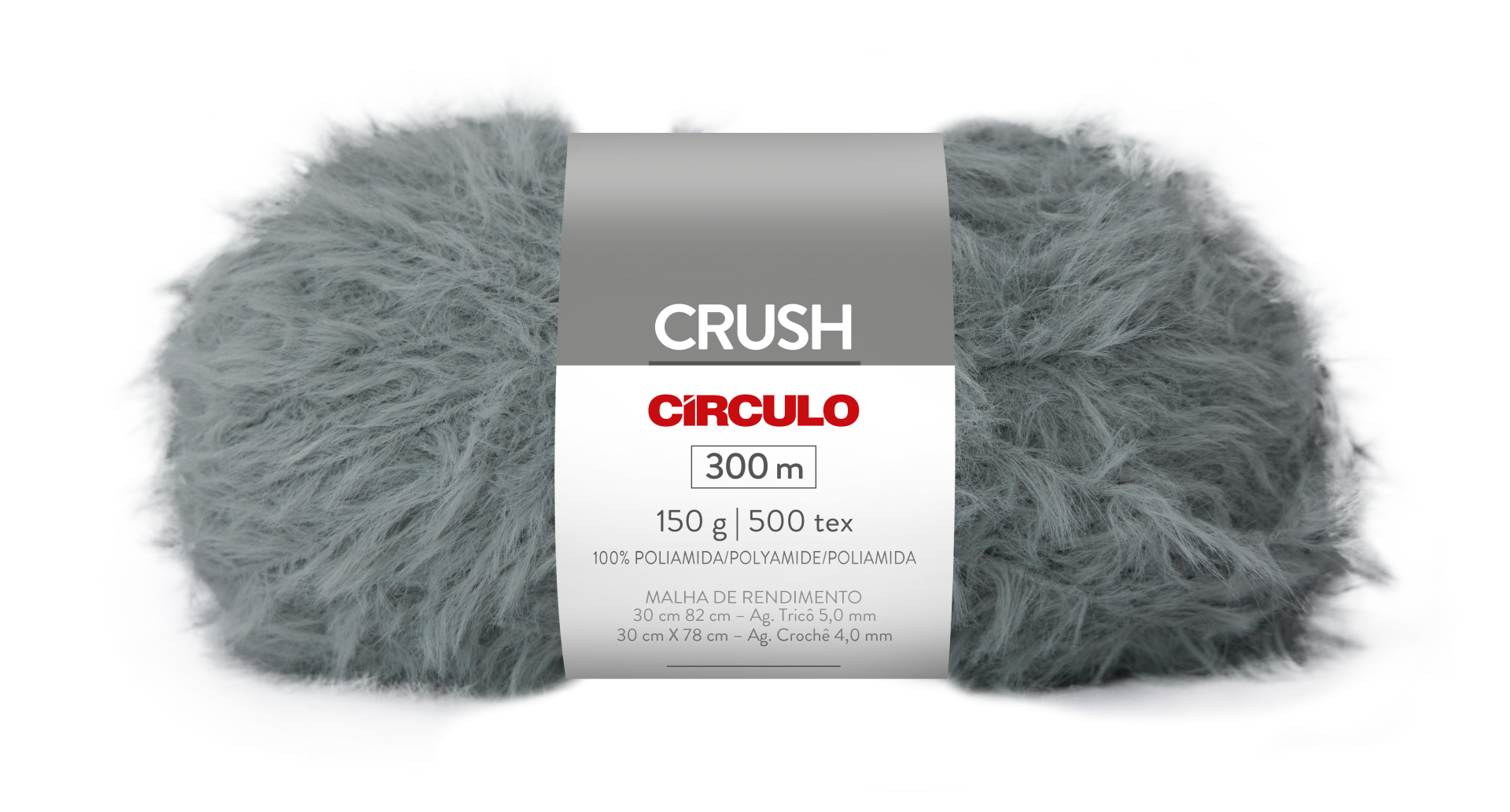 Novelo de lã cinzenta peluda CRUSH da Circulo com etiqueta