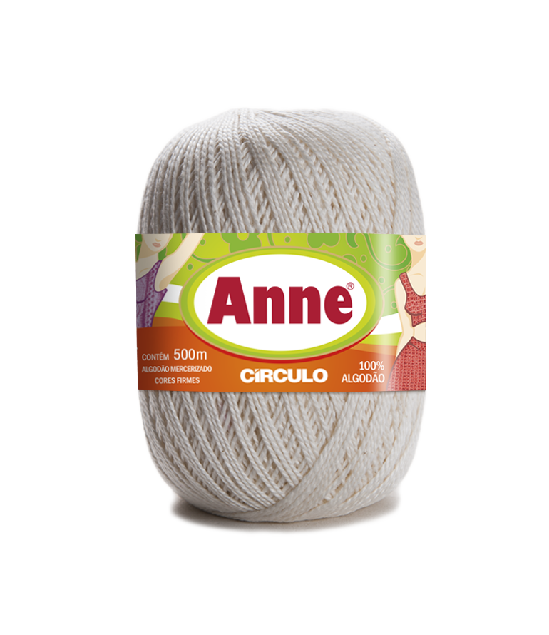 Rolo de linha de algodão creme Anne Circulo com rótulo colorido