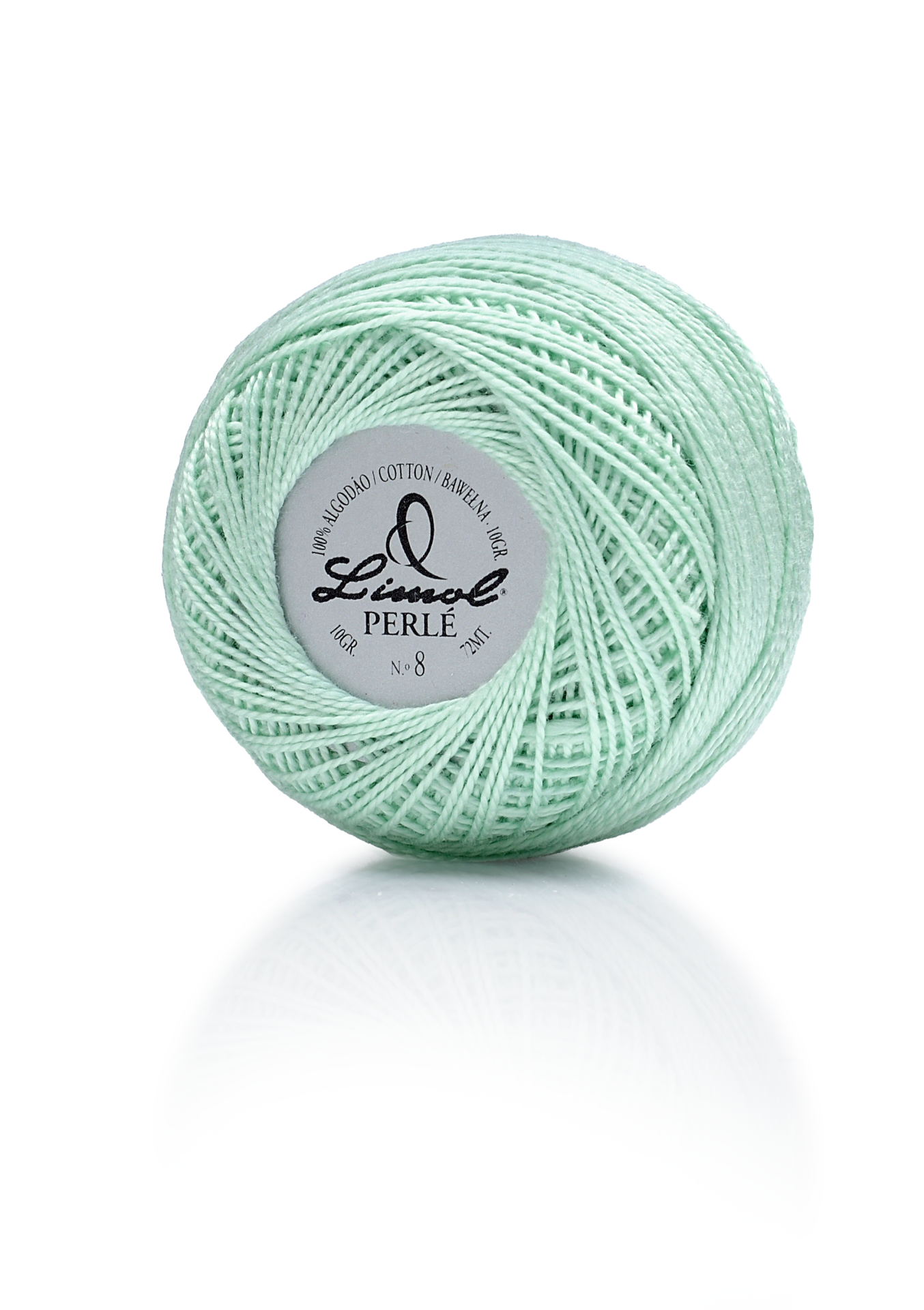 Rolo de linha de algodão verde claro Linhas Perlé com etiqueta central