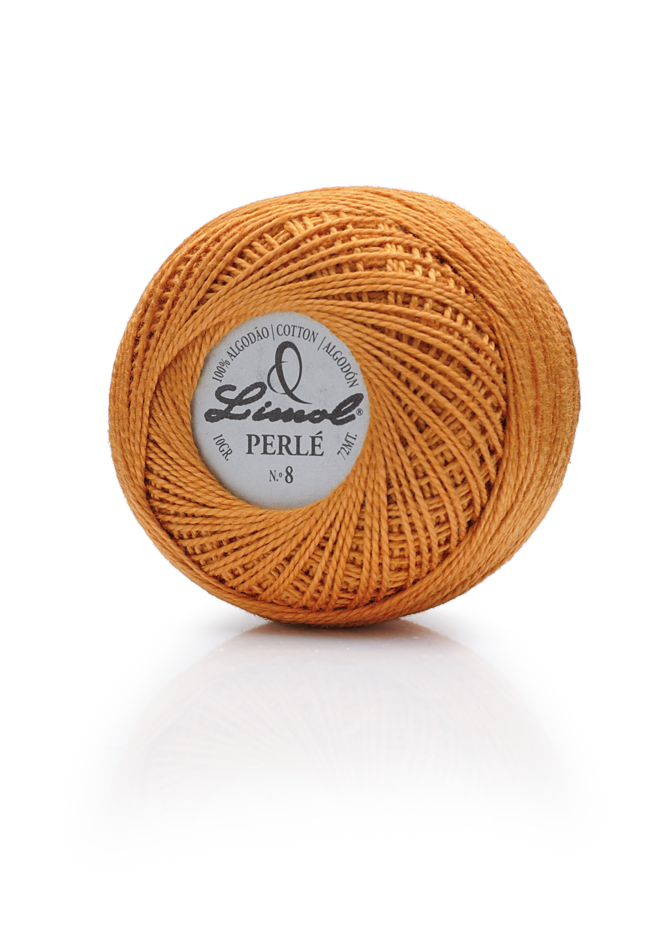 Rolo de fio de algodão laranja queimado Linal Perlé nº 8