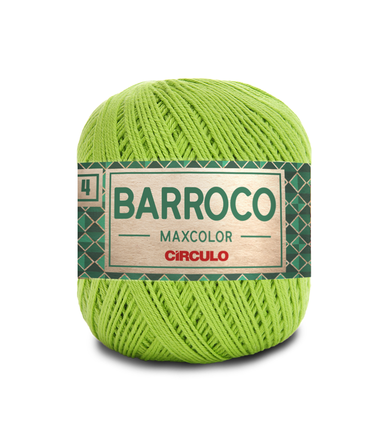Novelo de fio verde claro com etiqueta BARROCO MAXCOLOR CIRCULO
