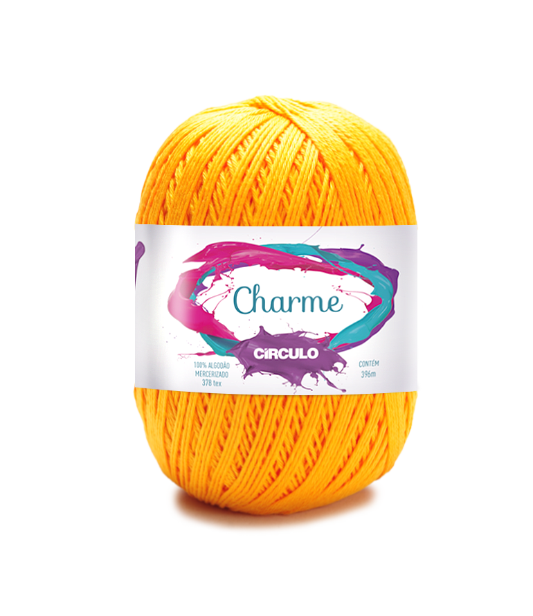 Novelo de fio amarelo Charme CÍRCULO com etiqueta colorida