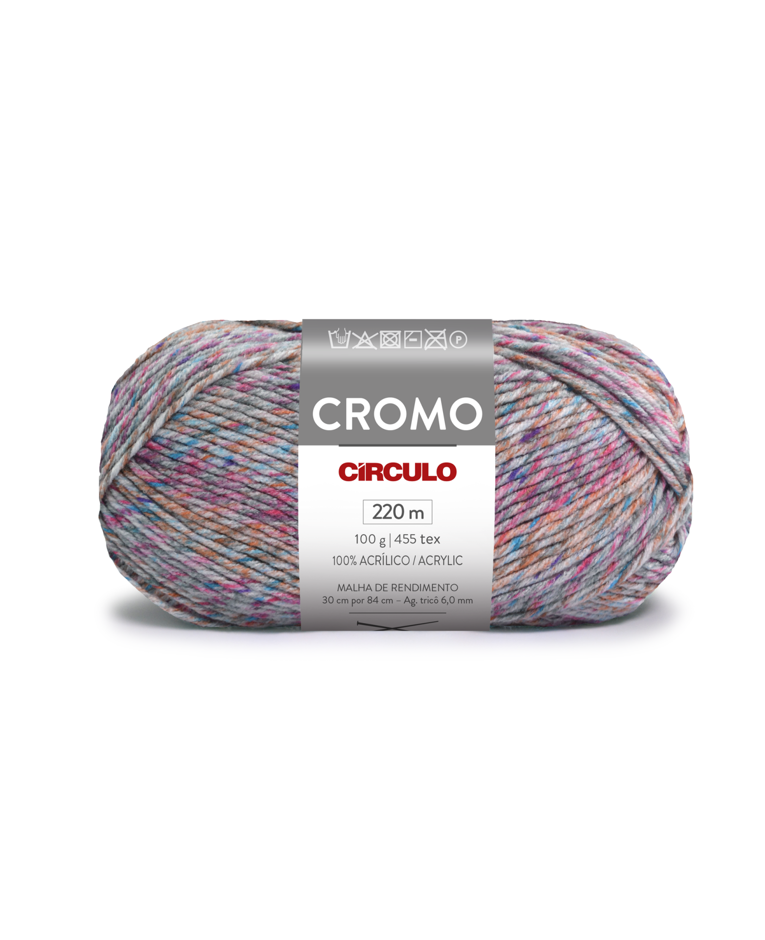 Novelo de fio acrílico multicolorido Círculo Cromo
