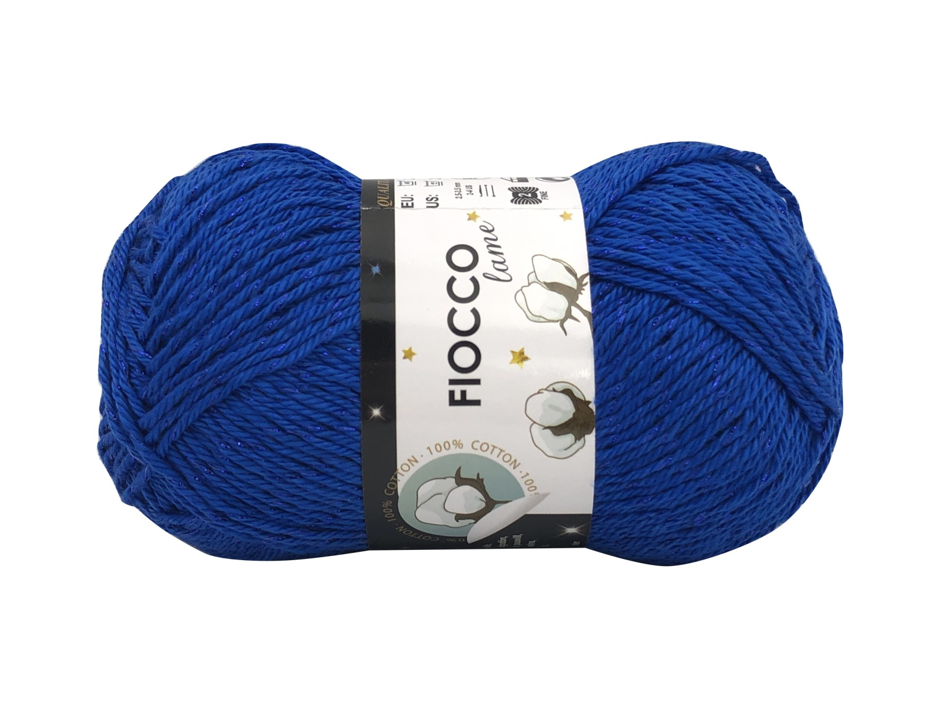 Novelo de lã azul Fiocco Luce 100% algodão com etiqueta