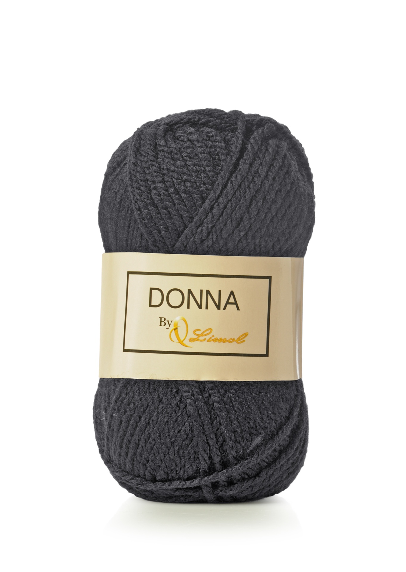 Novelo de lã preta com etiqueta DONNA By Limol