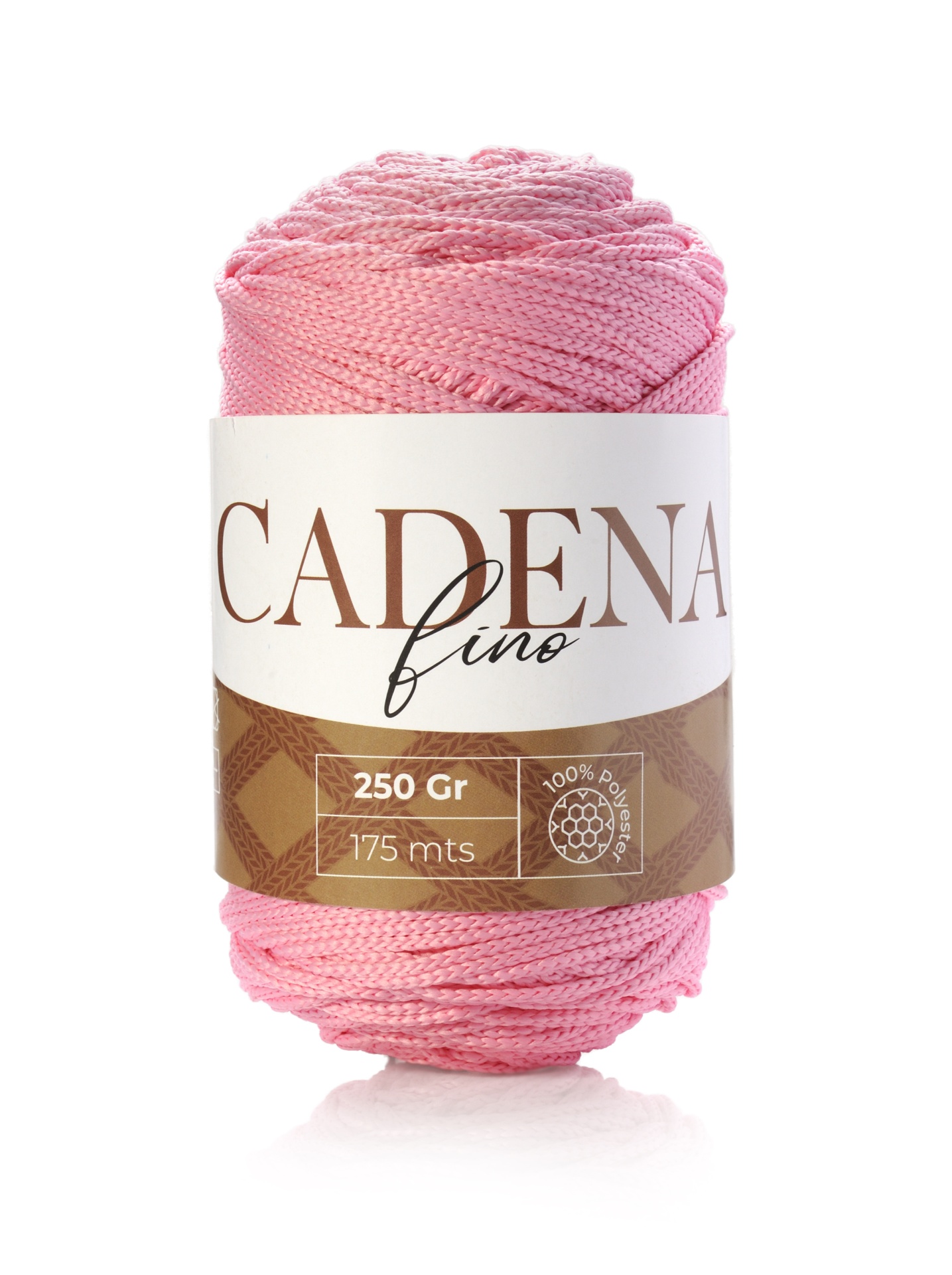 Rolo de fio cor-de-rosa com etiqueta CADENA fino 250 Gr 175 mts 100% poliéster