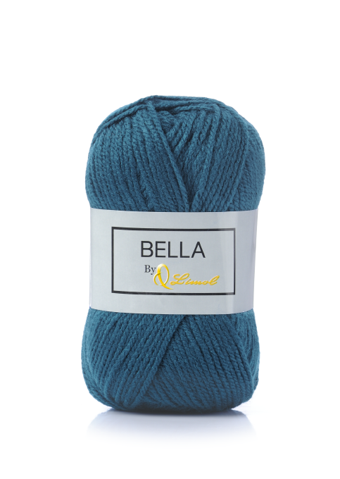 Novelo de lã azul turquesa com etiqueta branca