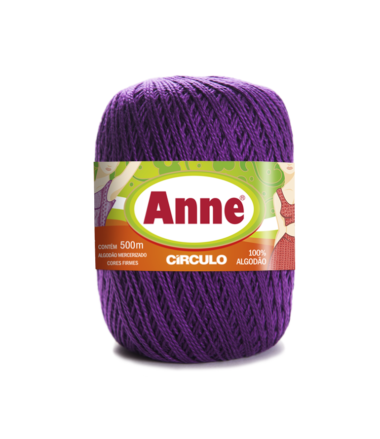 Novelo de fio roxo 100% algodão Anne 500m