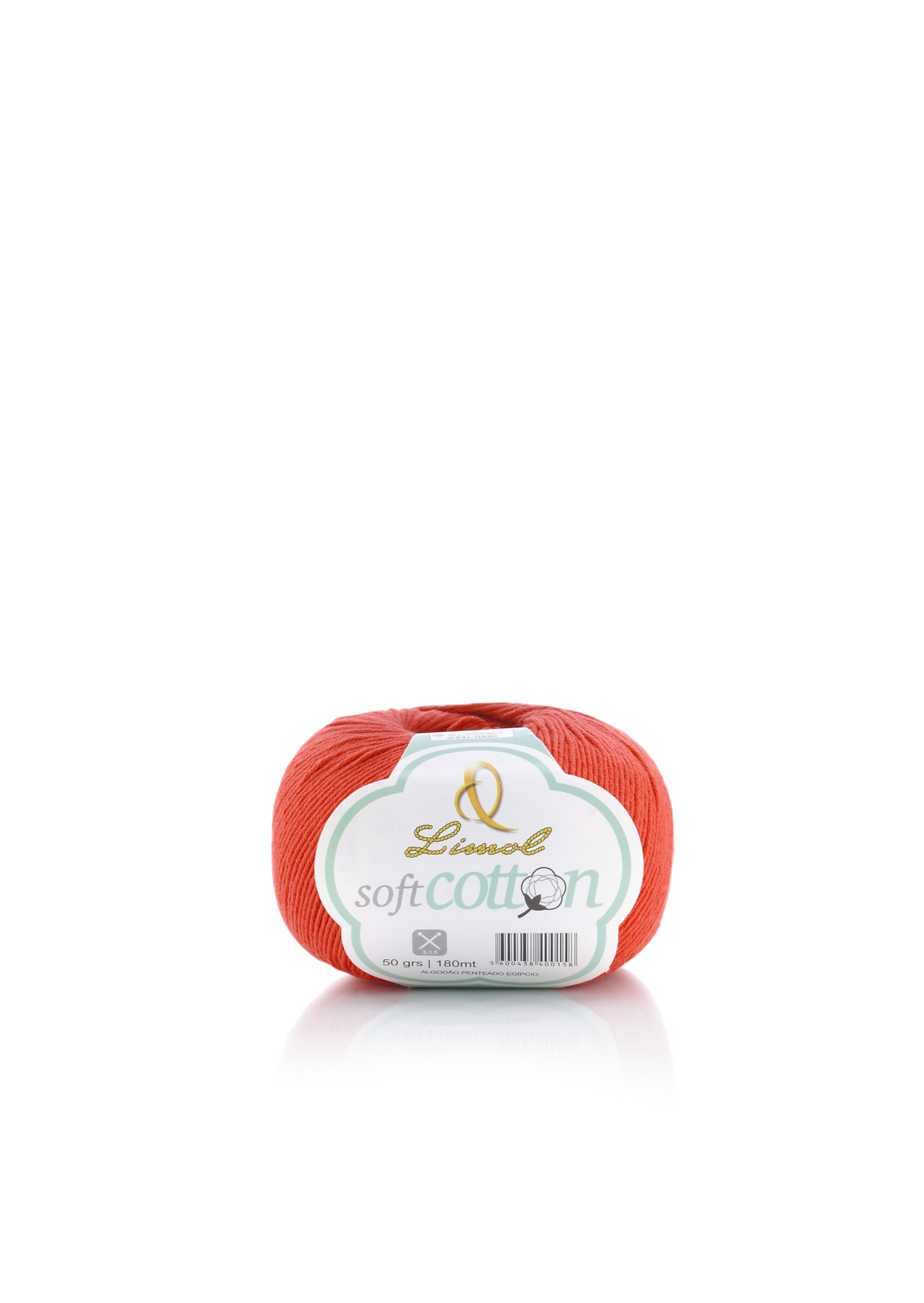 Novelo de fio de algodão macio vermelho com etiqueta branca