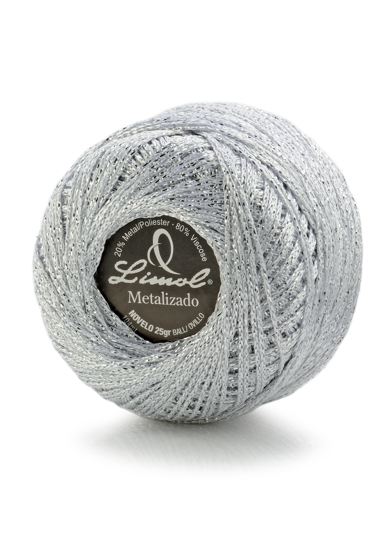 Rolo de fio metálico prateado Limol em fundo branco