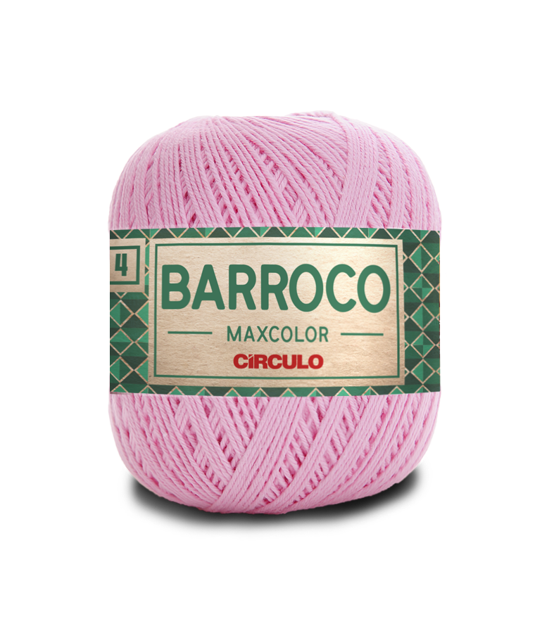 Novelo de fio de algodão rosa claro com etiqueta Verde e Creme com escrita