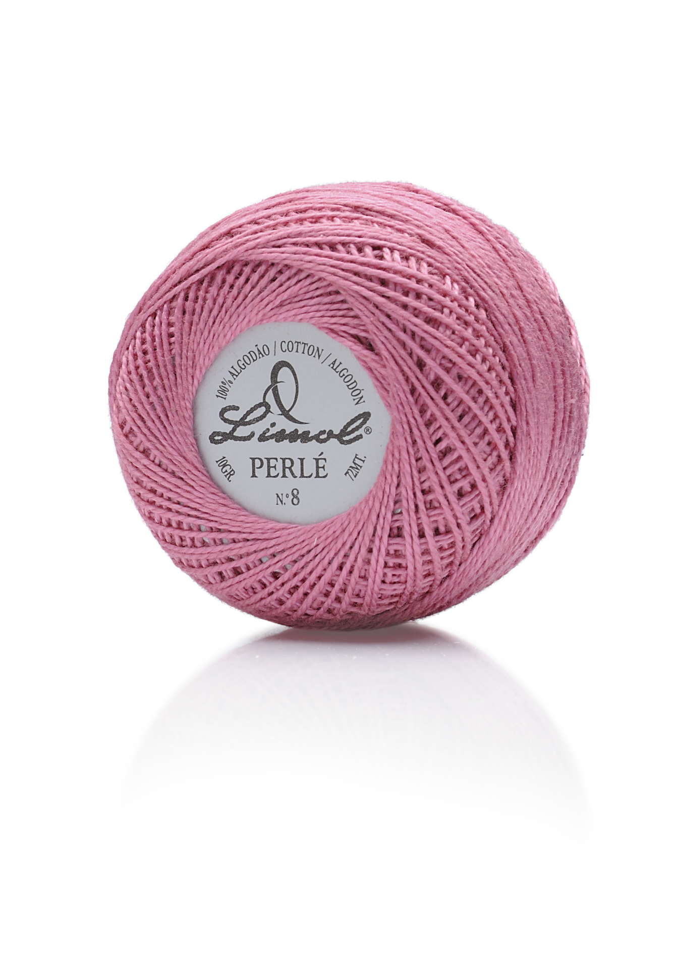 Rolo de fio de algodão rosa Linrol Perlé N.º 8