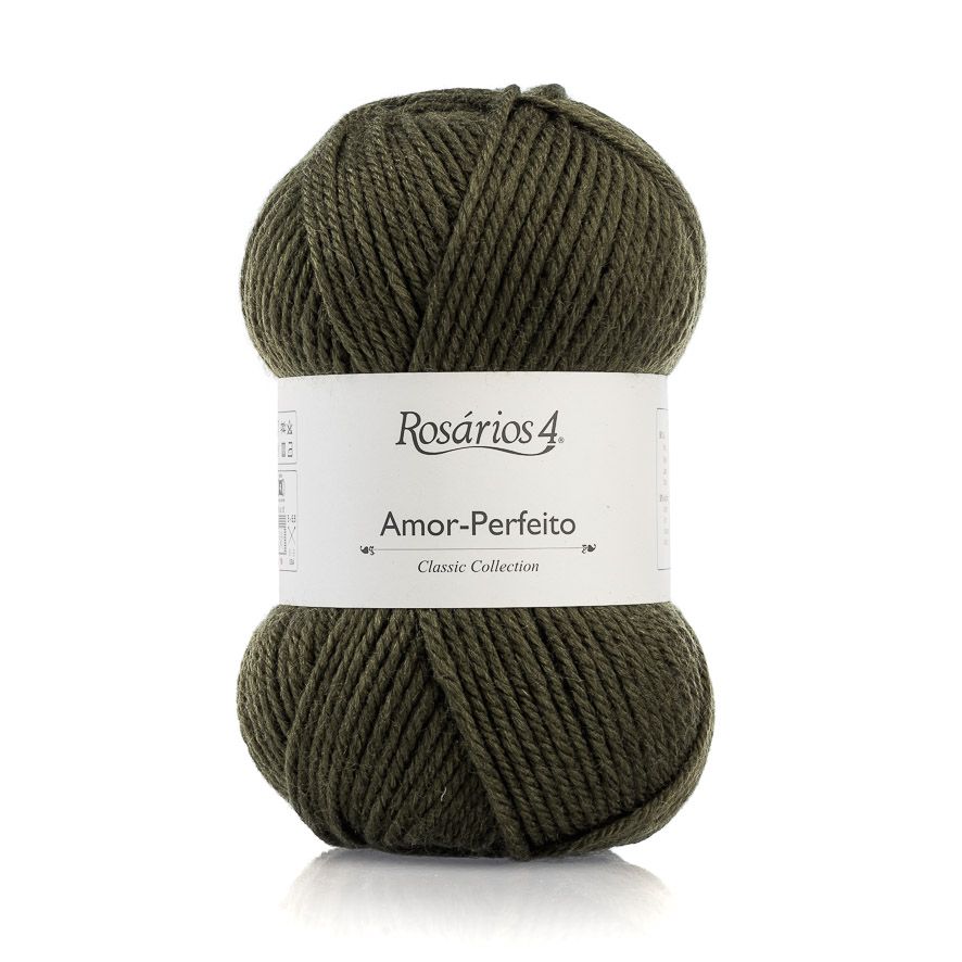 Novelo de lã verde-escuro Rosários 4 Amor-Perfeito