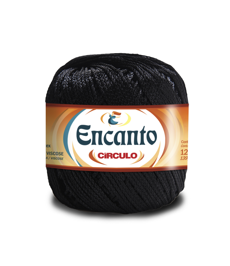 Novelo de fio preto Encanto Círculo para tricô ou crochê